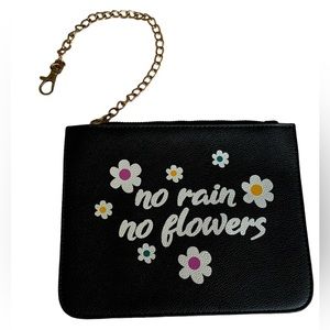 No Rain No Flowers Large Pouch Bag Wallet Clip on Chain Makeup Bag Purse Spring